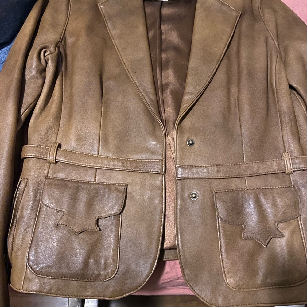 White House Black Market Leather Jacket/blazer. Cowgirl look!